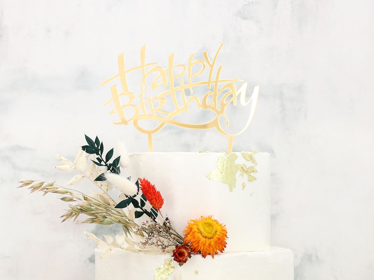 happy birthday cake topper gold