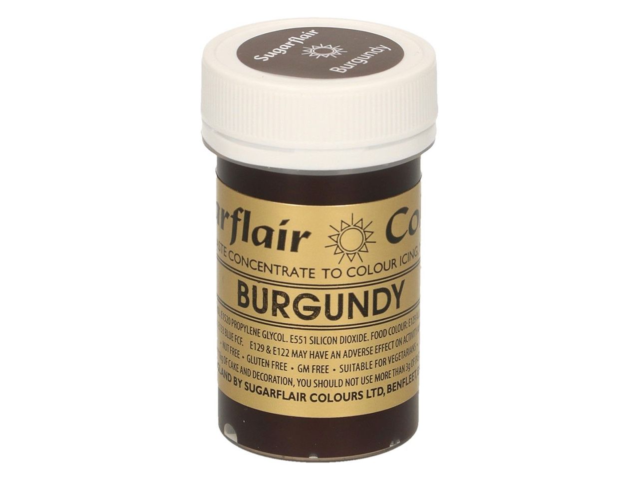 sugarflair pastenfarbe burgundy weinrot 25g