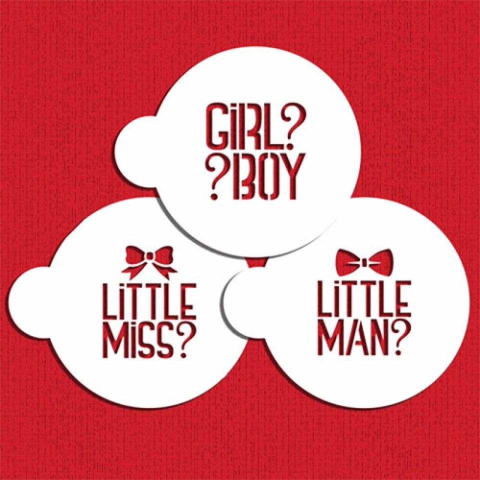 schablone stencil set gender reveal ca 5 cm