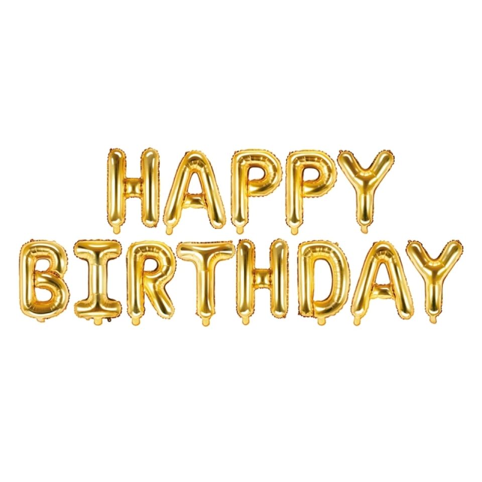 folienballon happy birthday gold