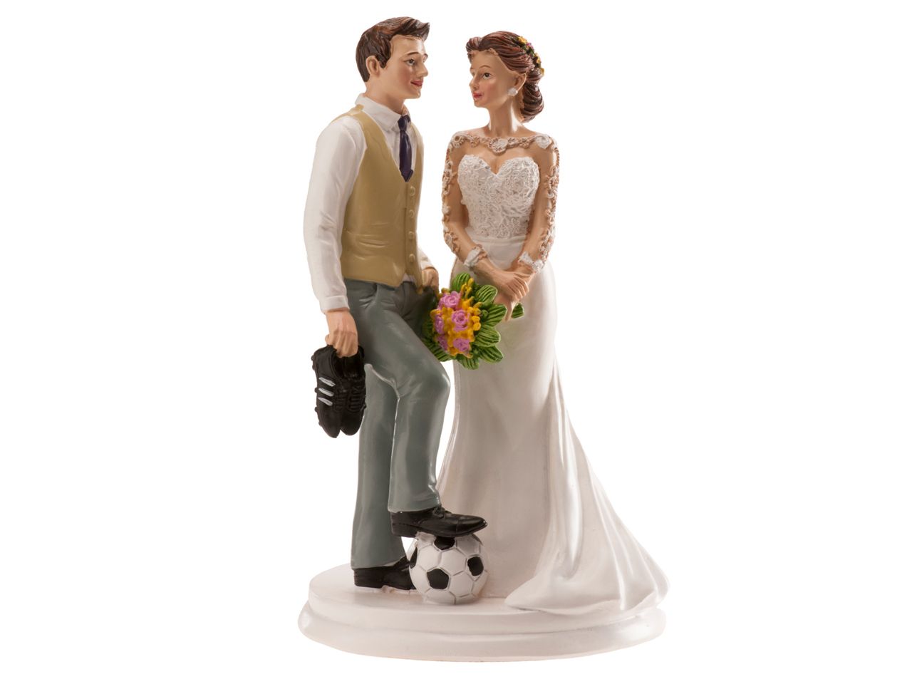 tortenaufsatz hochzeitspaar fussball 18cm