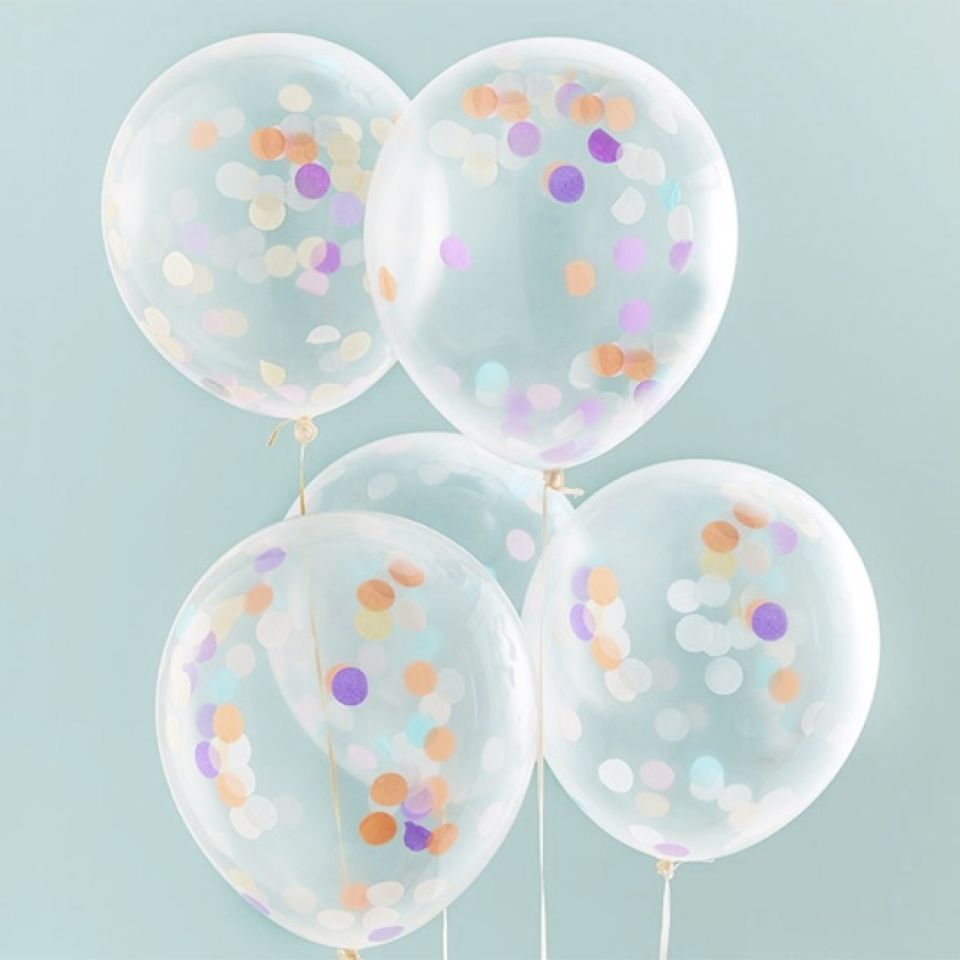 luftballons buntes konfetti 5 stueck 30 cm