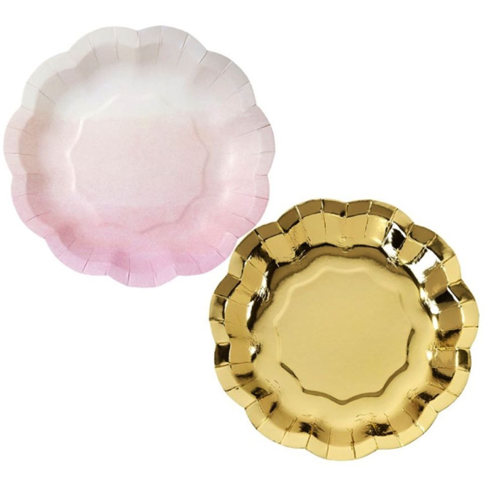 pappteller pink gold 12 stk 2 designs