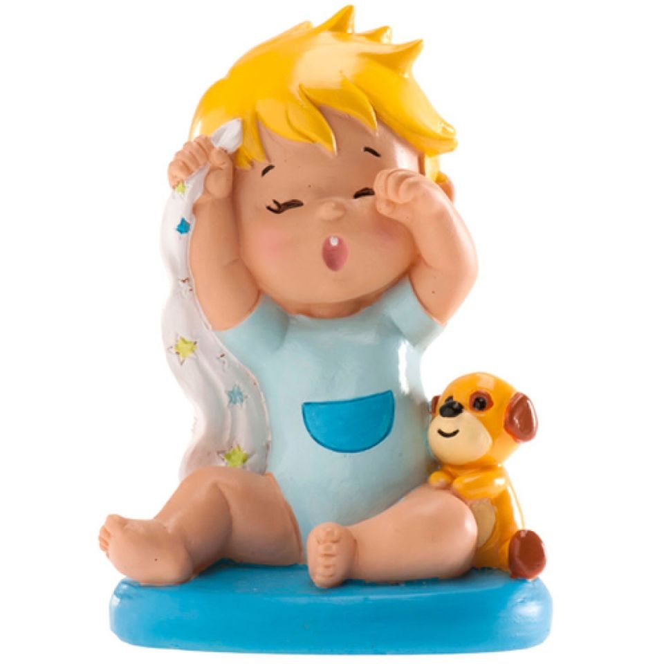 figurine baby blue with dog 10 cm