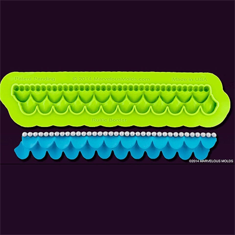 marvelous fondant border mould ruffle swag with mini pearls 16 cm