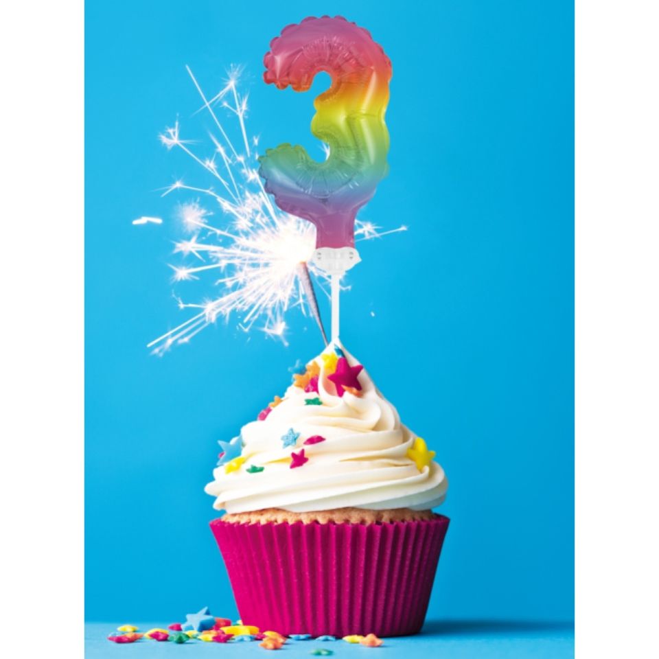 ballon topper zahl 3 regenbogen