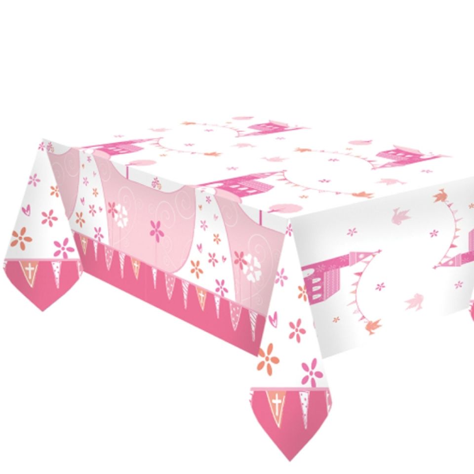 tischdecke taufe rosa