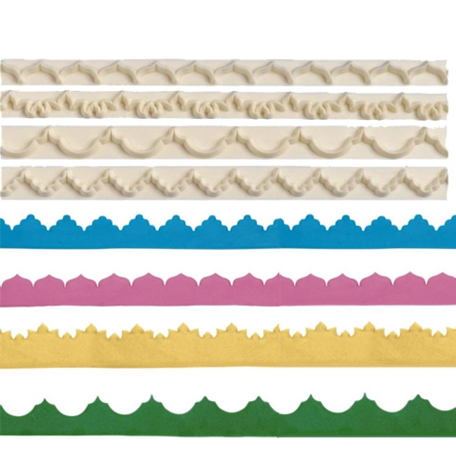fmm no 1 decorative border cutter set for fondant and flower paste 4 pieces
