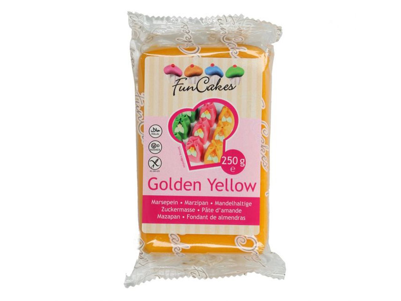 buntes marzipan gold gelb 250g