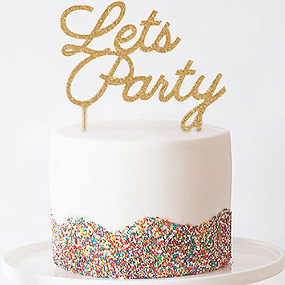 torten deko topper lets party