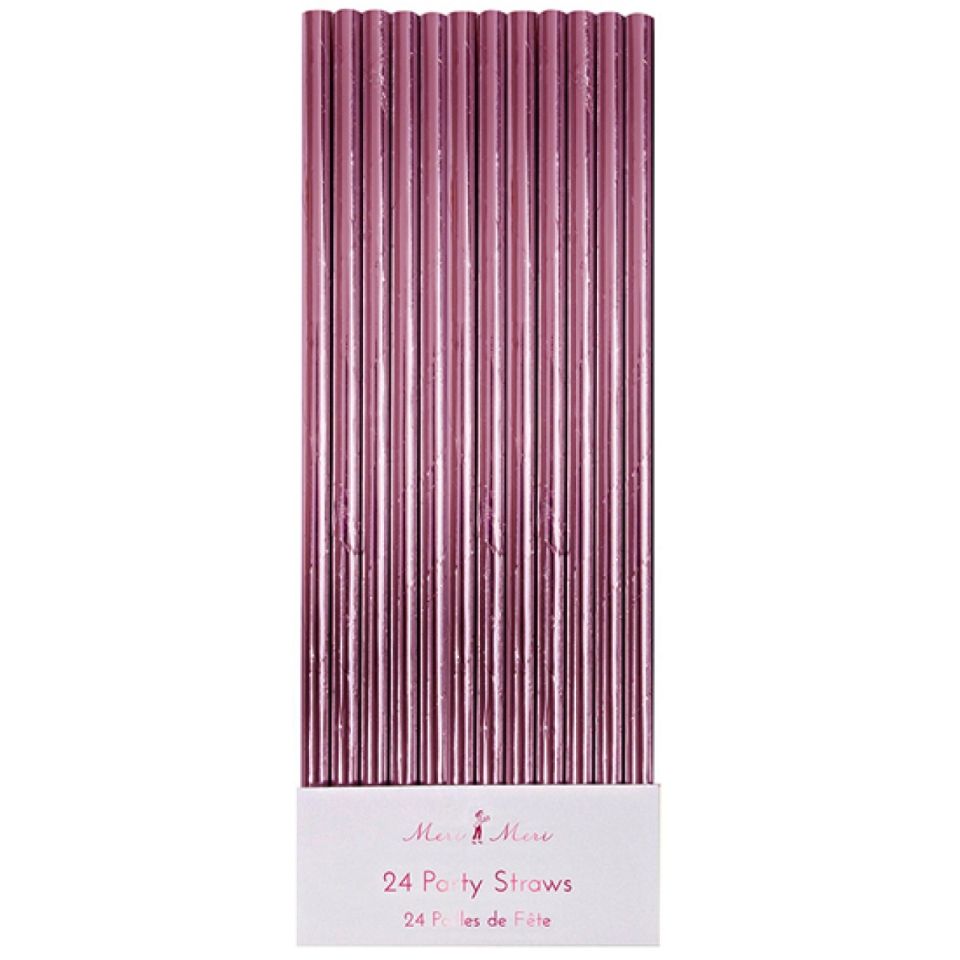 meri meri papierstrohhalme pink 24 stueck 20 cm