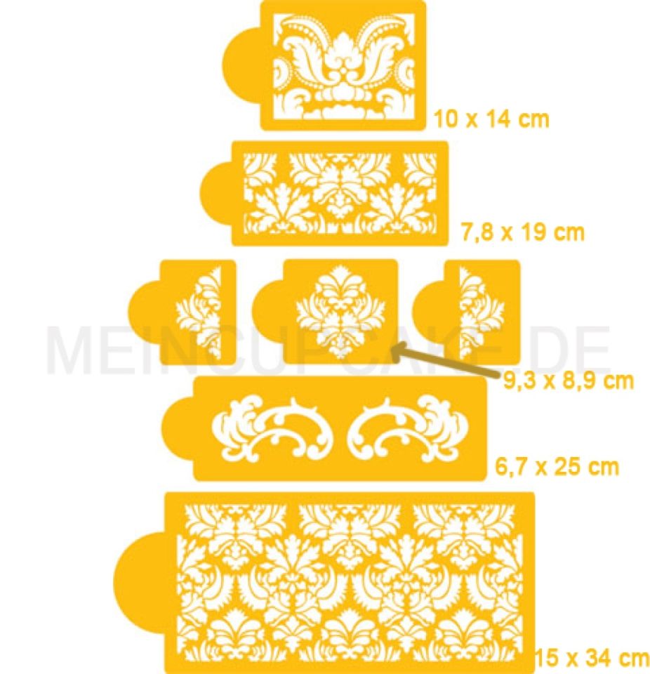 martha stewart damask cake stencil 5 tier set