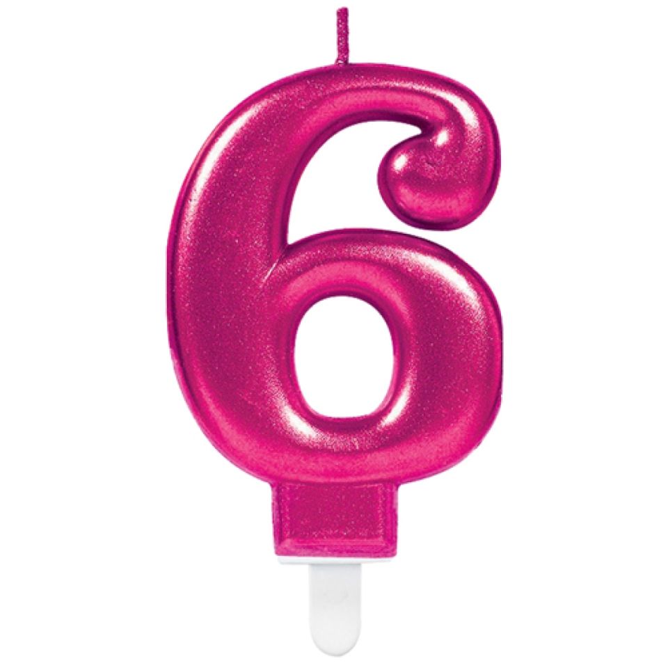 birthday candle number 6 pink 8 cm