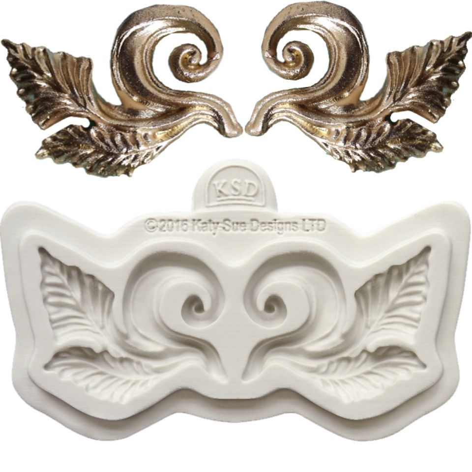 fondantform 2 blaetter ornament 3 7x3 cm