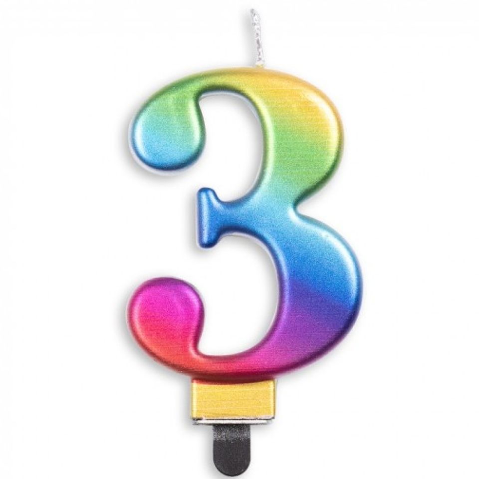 geburtstagskerze zahl 3 regenbogen