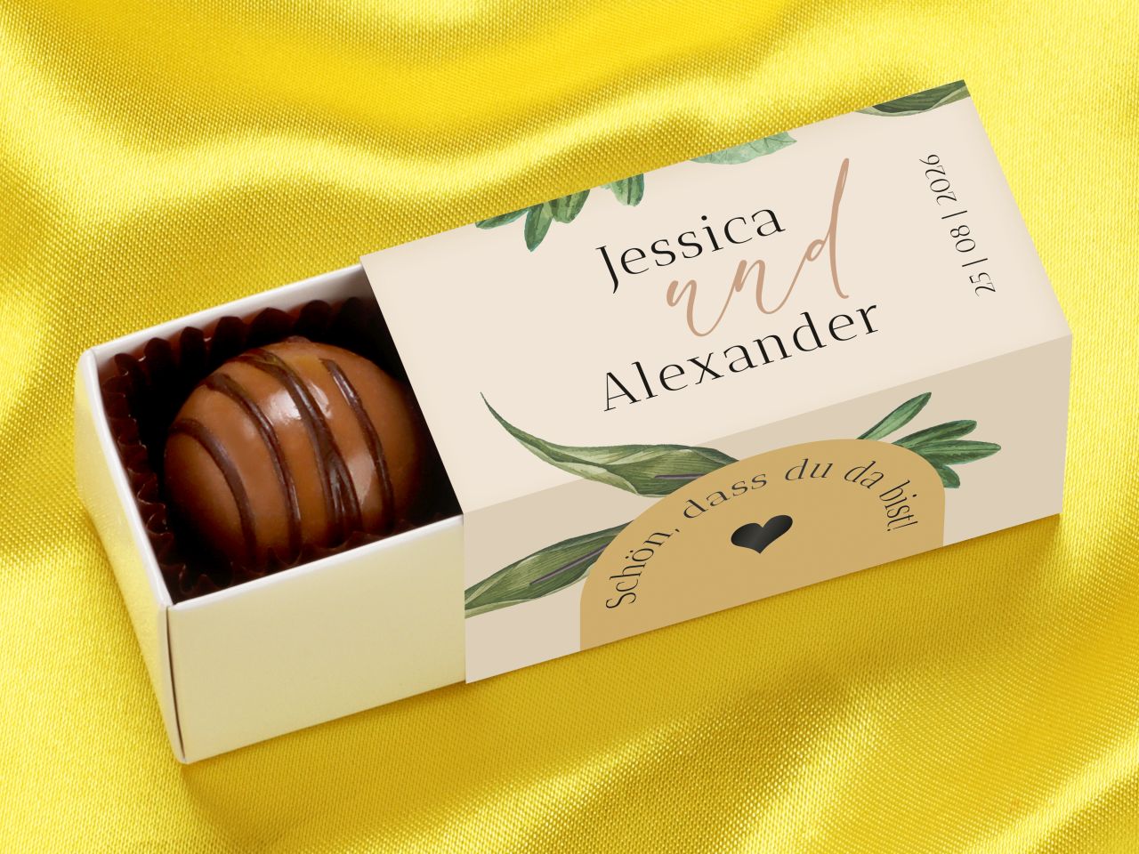 personalised truffle box for 2 truffles wedding
