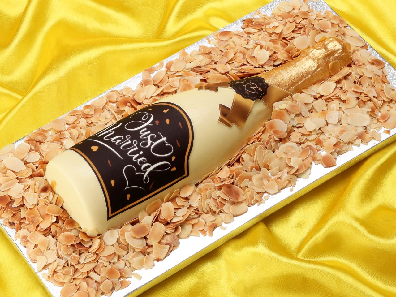 fondantpapier etiketten just married fuer sektflasche