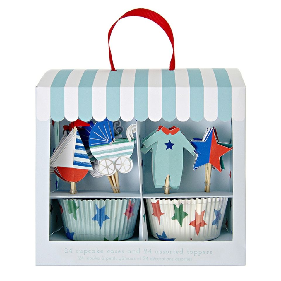 meri meri cupcakes party babyshower blau