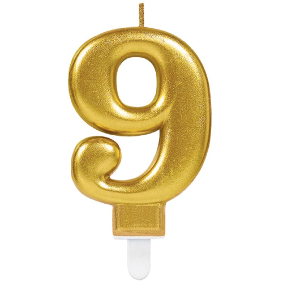 geburtstagskerze zahl 9 gold 8 cm