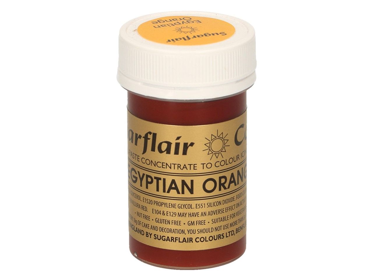 sugarflair pastenfarbe egyptian orange 25g