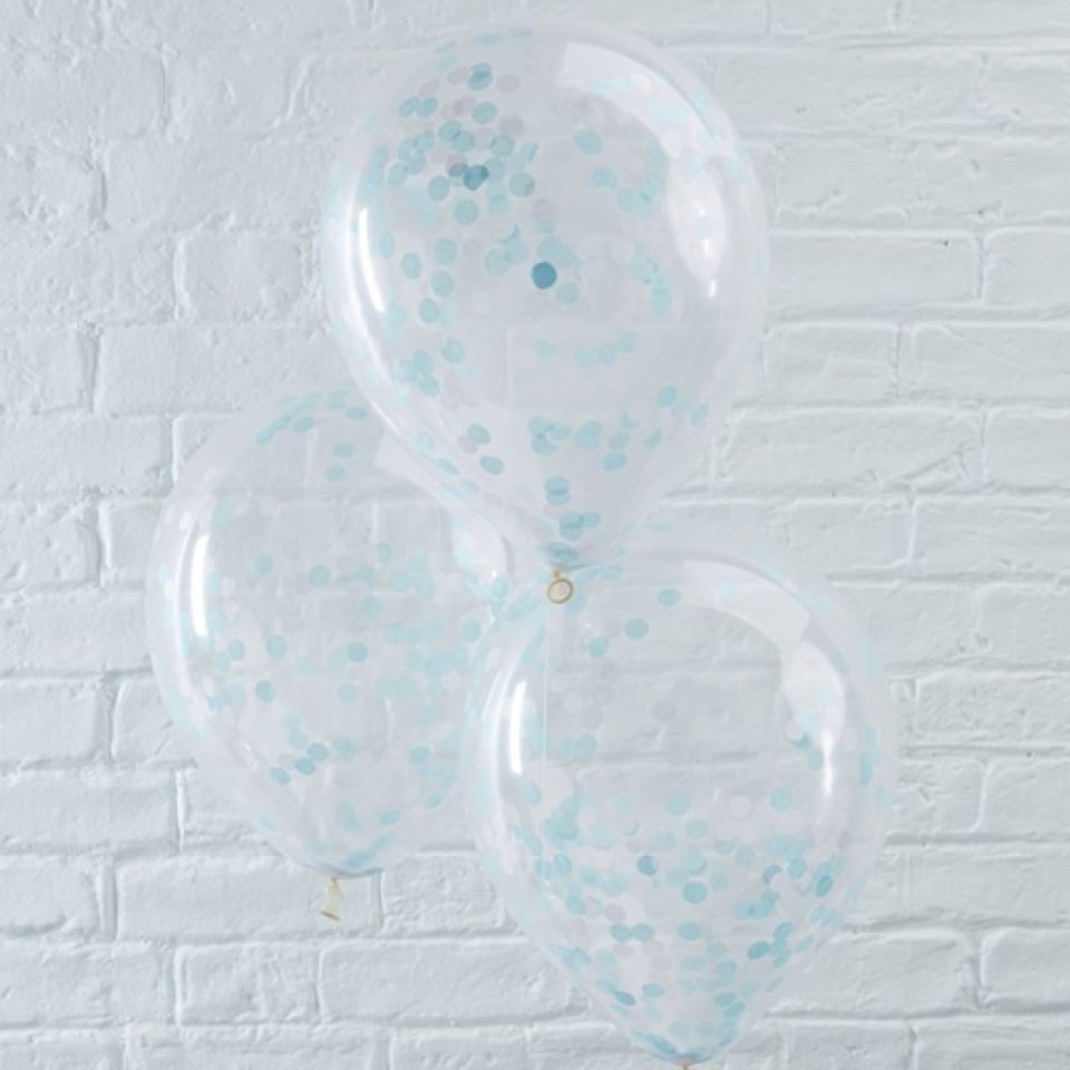 luftballons blaues konfetti 5 stueck 30 cm