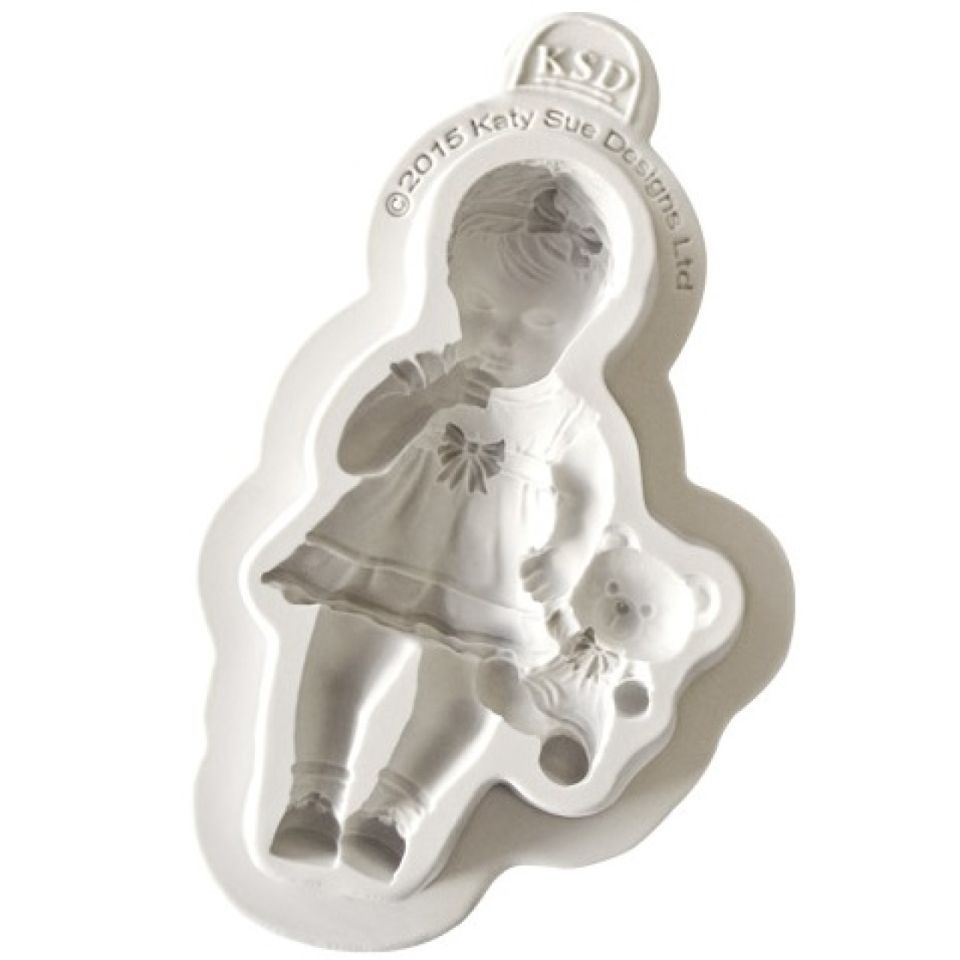 fondant mould baby girl with teddy 9 cm