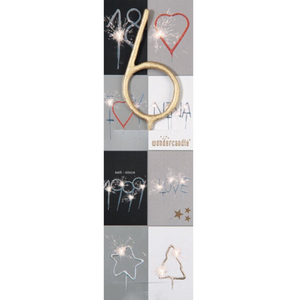 cake sparkler 6 gold 18 cm
