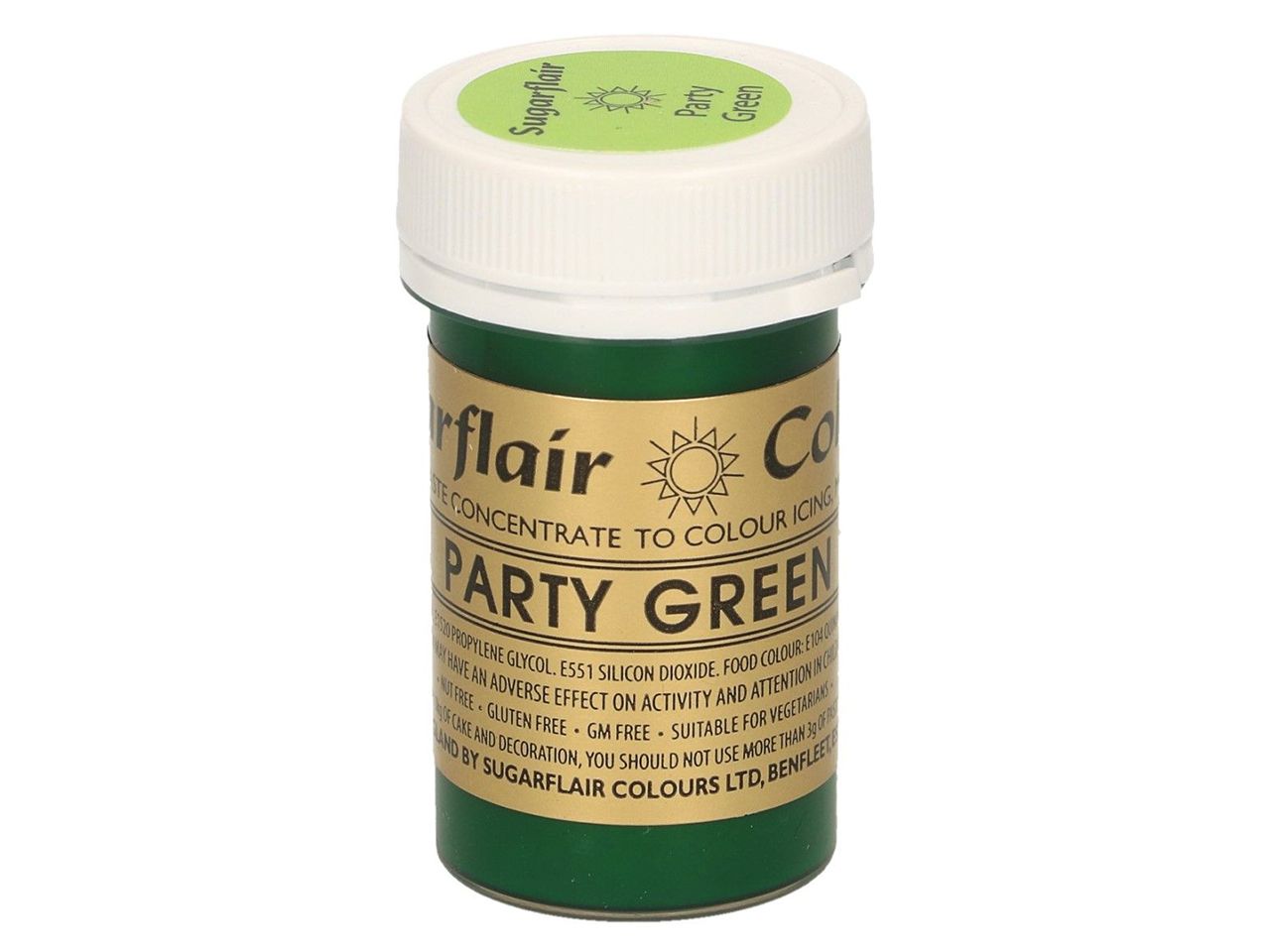 sugarflair pastenfarbe party green gruen 25g