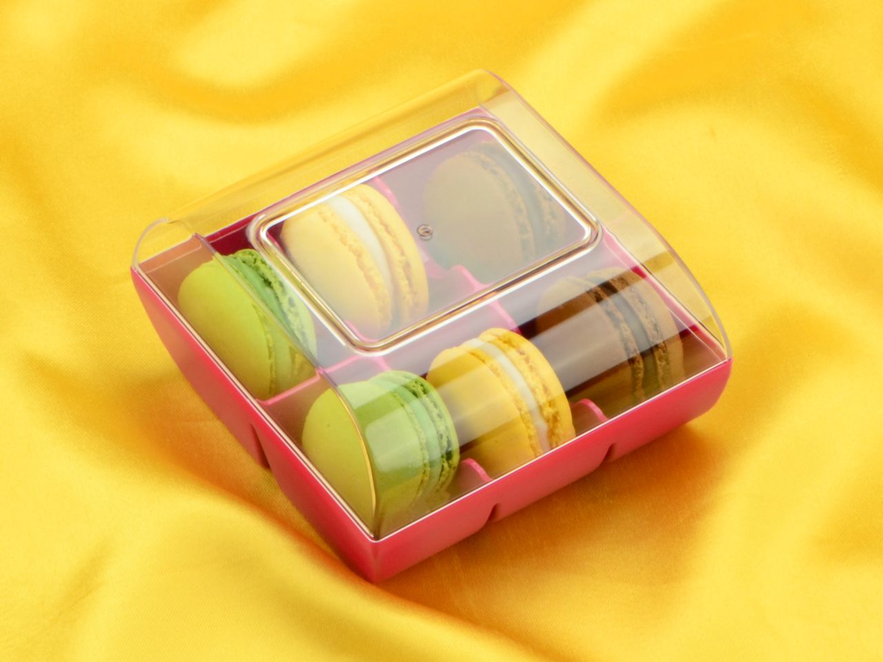 macaron verpackung fuchsia 6er