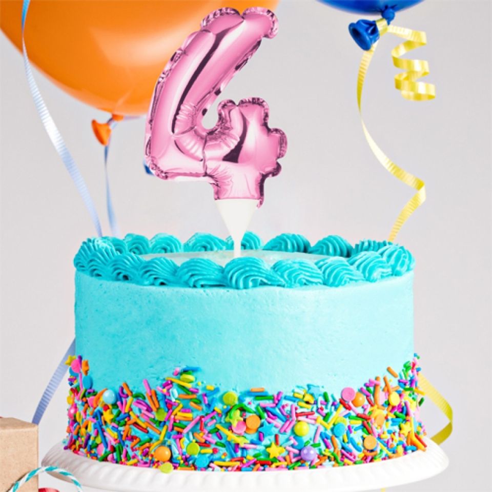 ballon topper zahl 4 pink 13 cm
