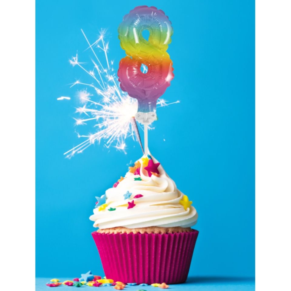 ballon topper zahl 8 regenbogen