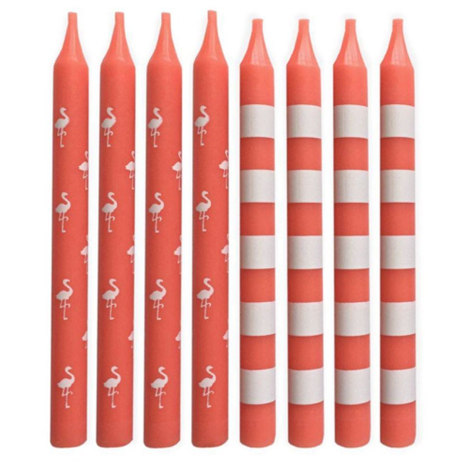 geburtstagskerzen rot flamingos