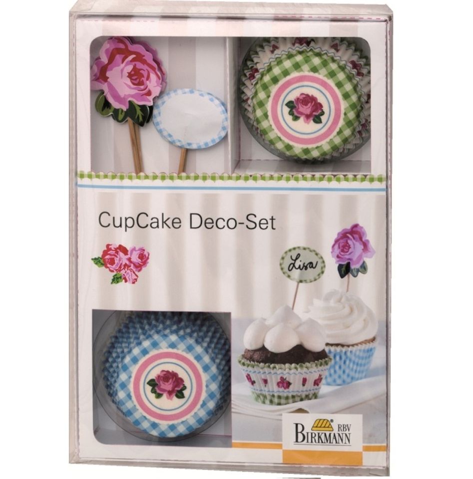 birkmann cupcake set rose 24 muffinfoermchen mit 12 fahnen