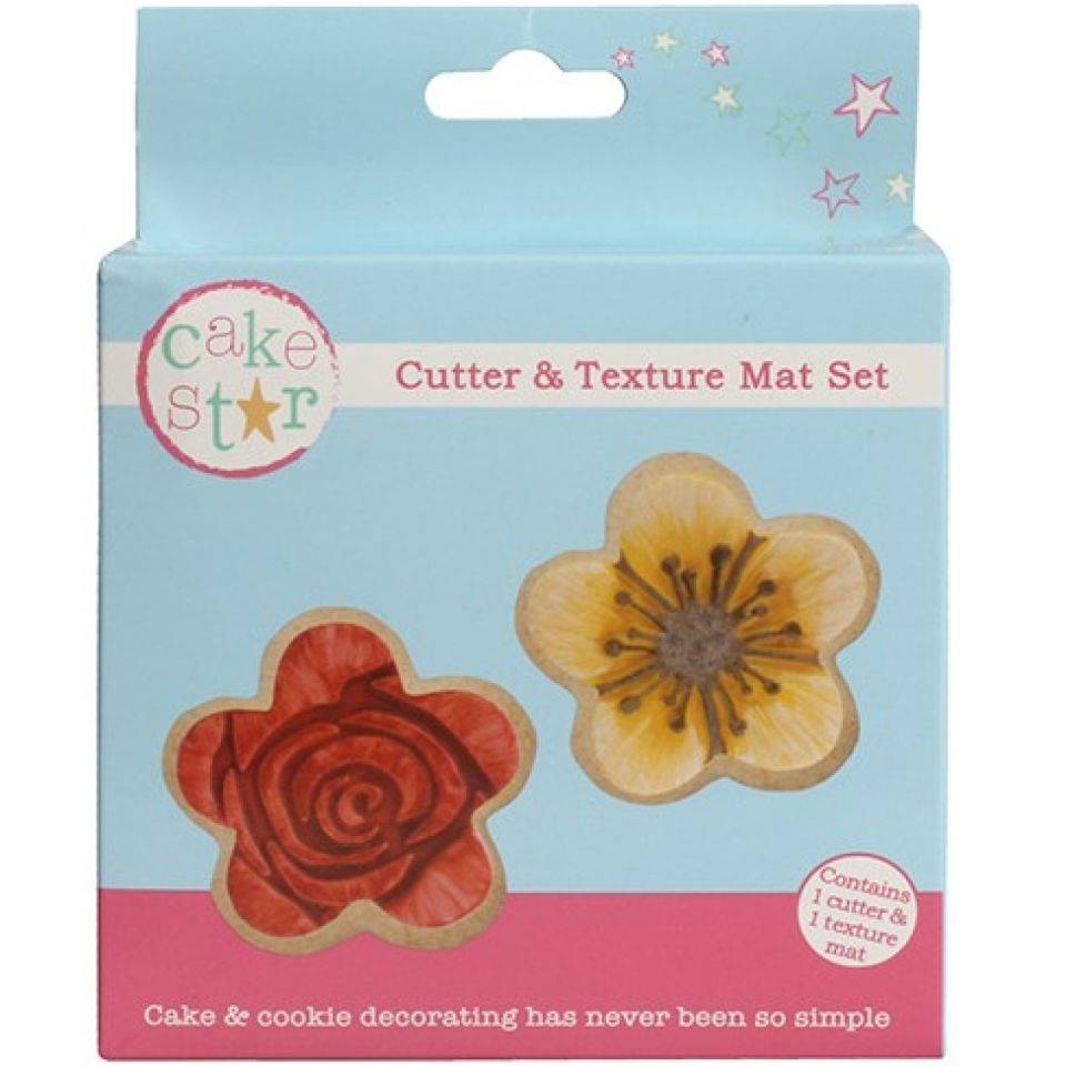 fondant cutter texture mat set flowers