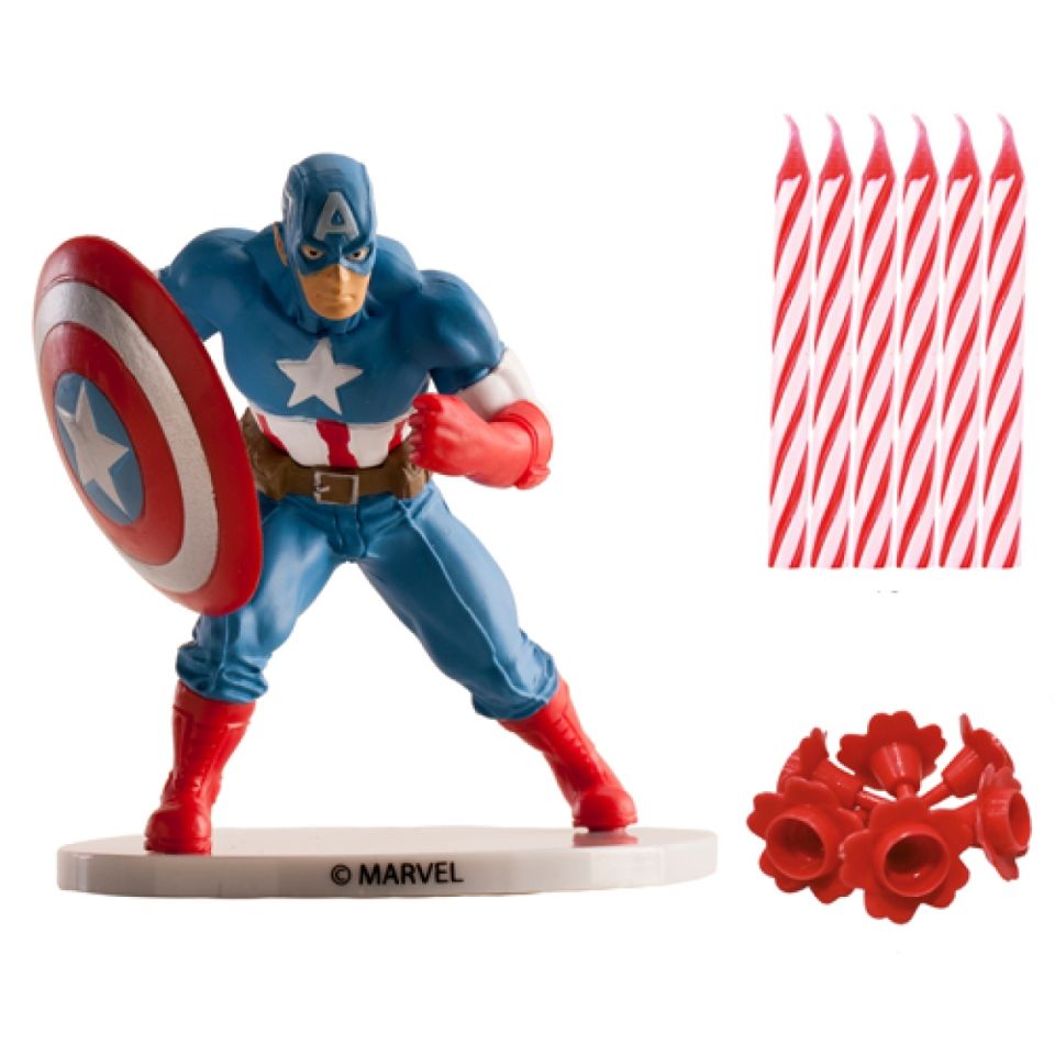 tortenfigur mit kerzen captain america set
