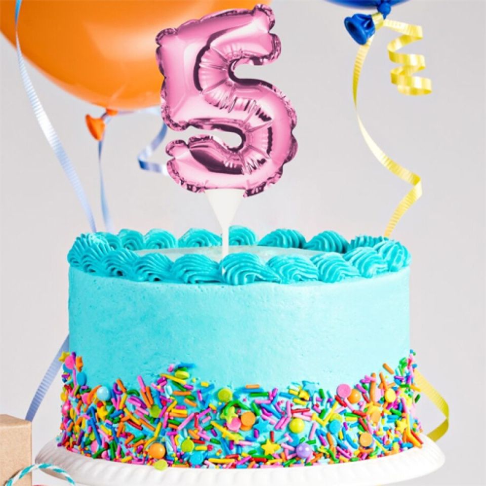ballon topper zahl 5 pink 13 cm