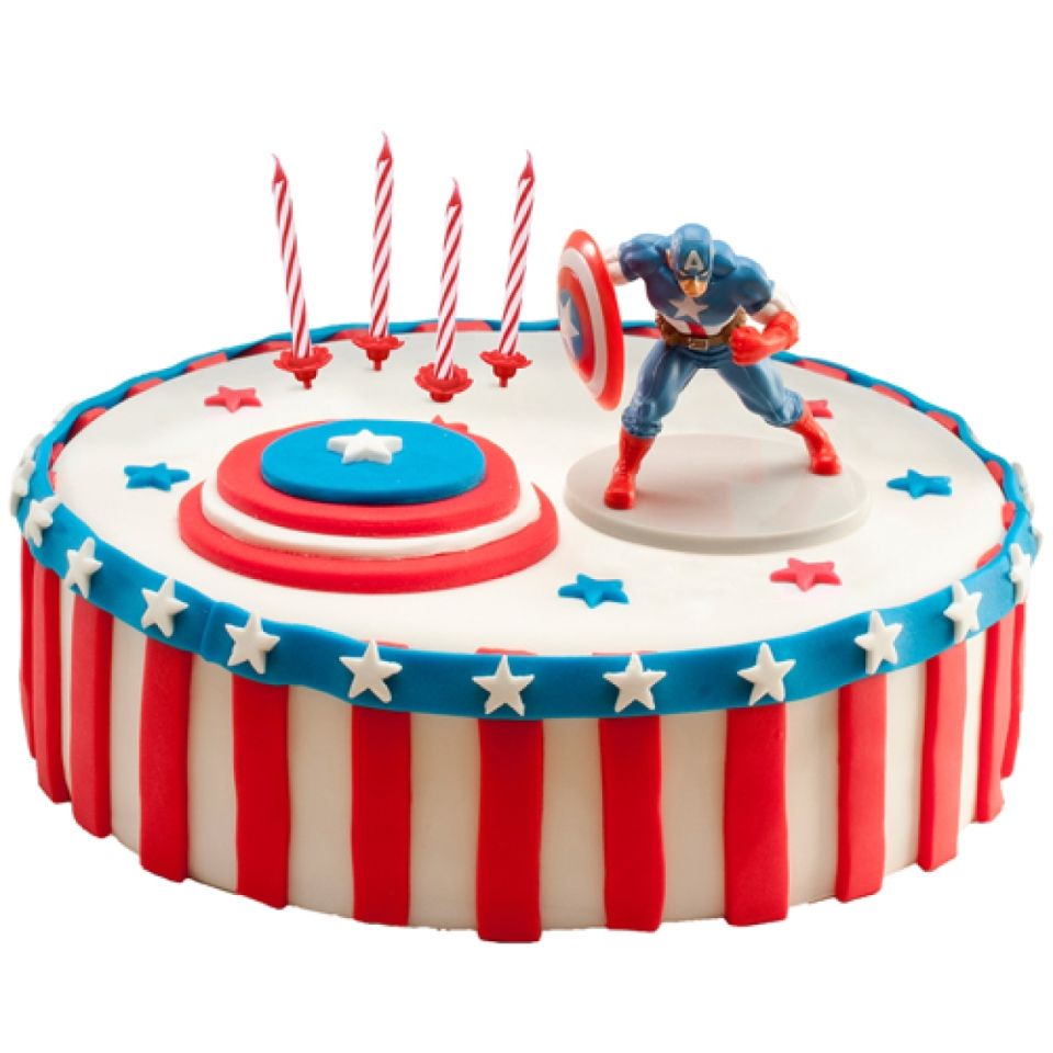 tortenfigur mit kerzen captain america set