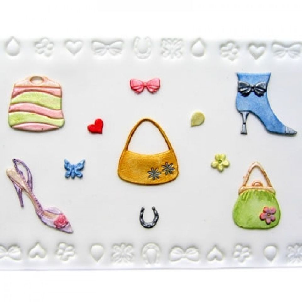 fondant ausstecher set schuhe taschen und konfetti