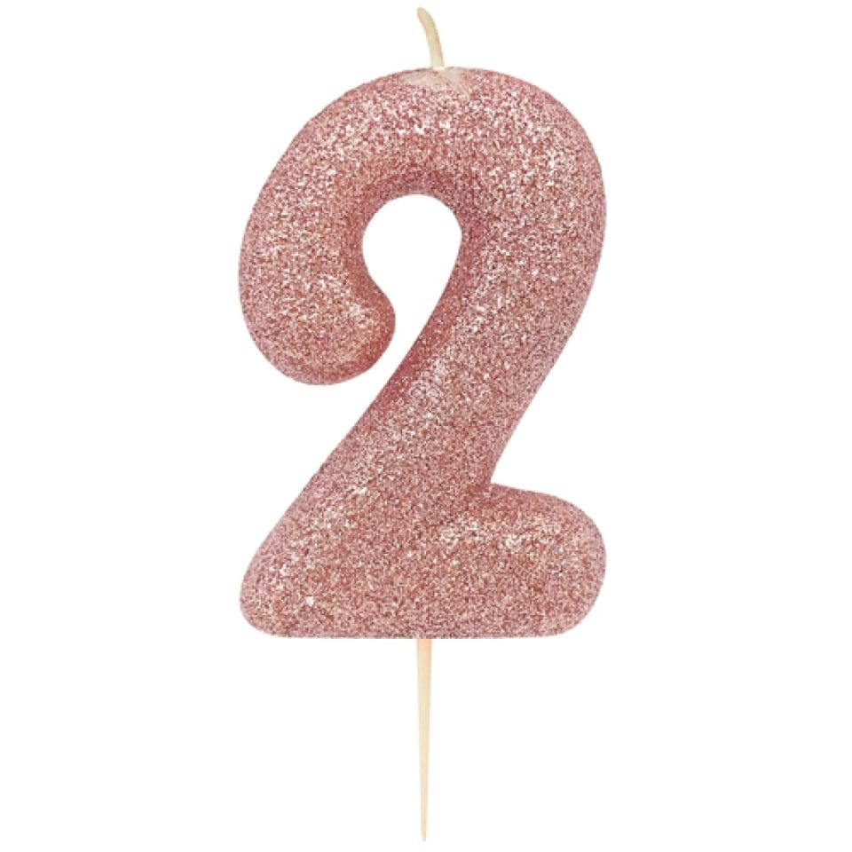 geburtstagskerze zahl 2 rose gold 7 cm
