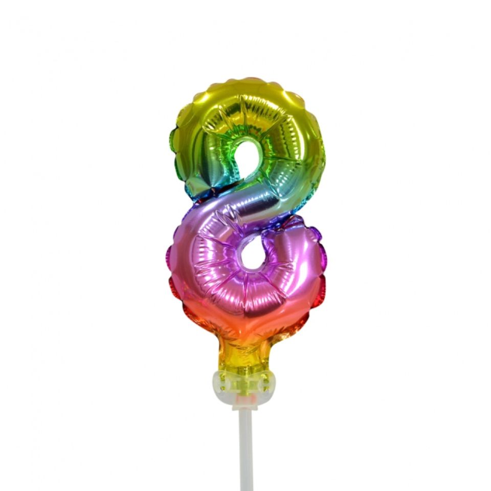 ballon topper zahl 8 regenbogen