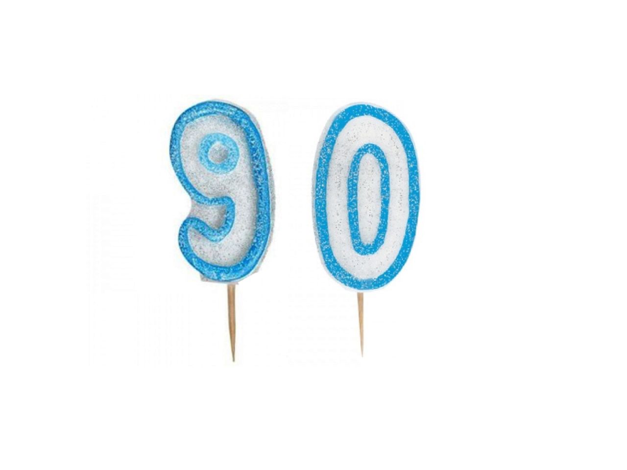 blue glitter number 90 candle