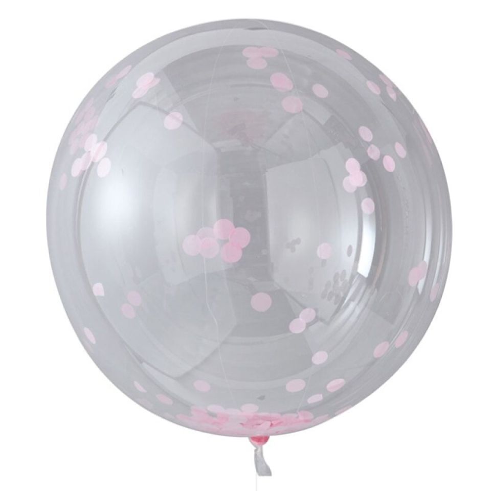 riesenluftballons mit rosa konfetti 3 stueck 90 cm