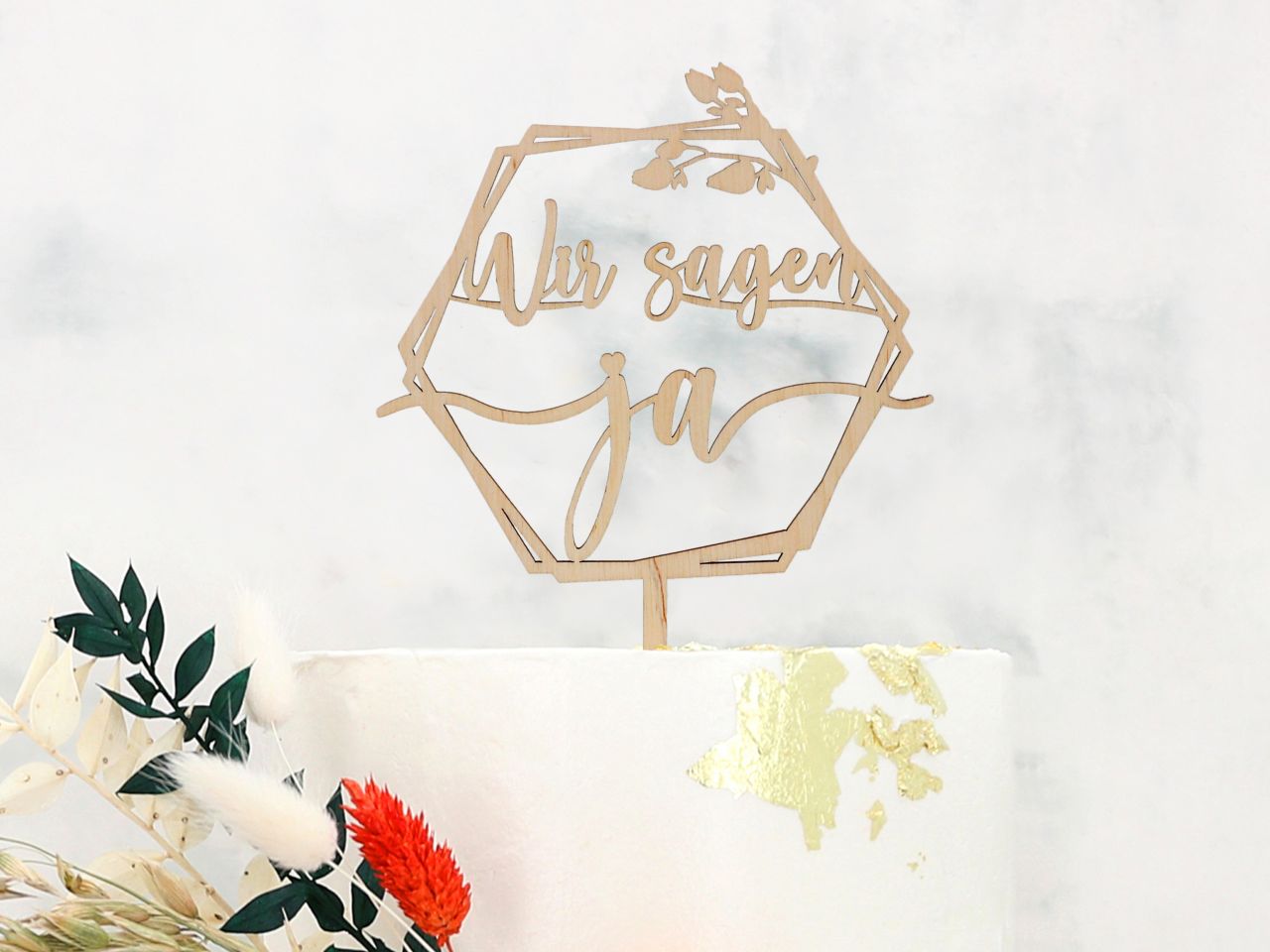 cake topper wood we say yes