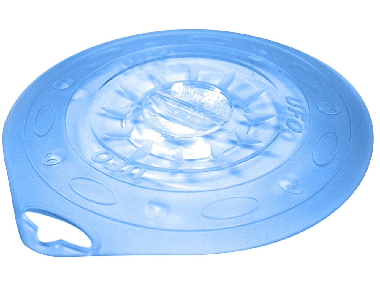 universaldeckel aus silikon 29cm blau transparent