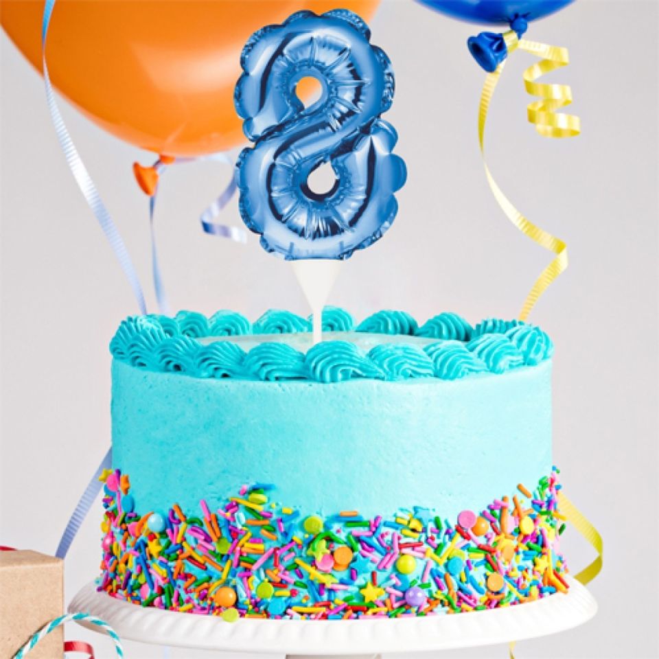 ballon topper zahl 8 blau 13 cm