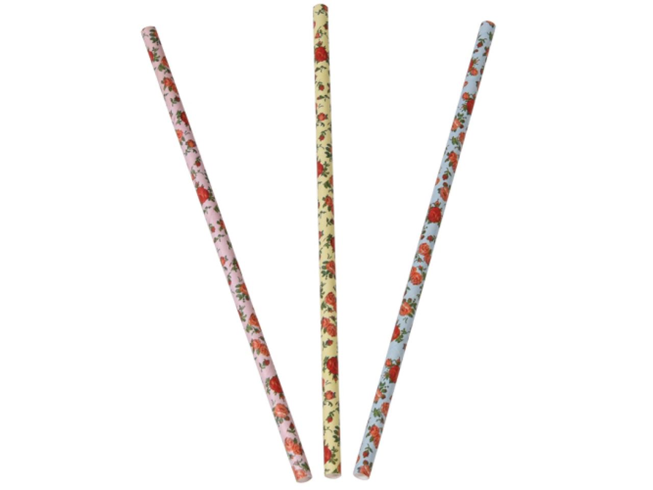 dc r26292 25 papier strohhalme mix rosa gelb blau mit rosen