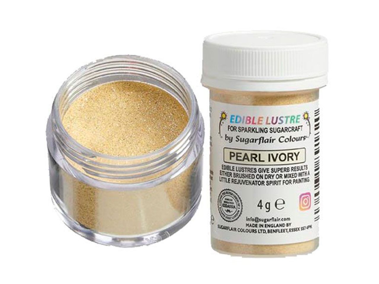 sugarflair puderfarbe glanz pearl ivory elfenbein 4g