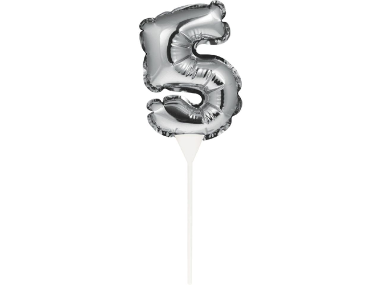 ballon topper zahl 5 silber 13 cm