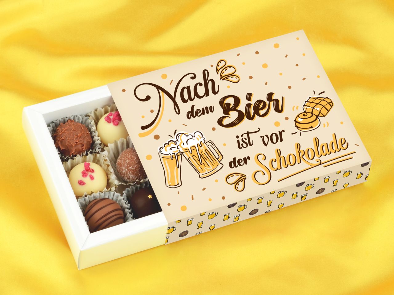 trueffelverpackung fuer 12 trueffel nach dem bier ist vor der schokolade