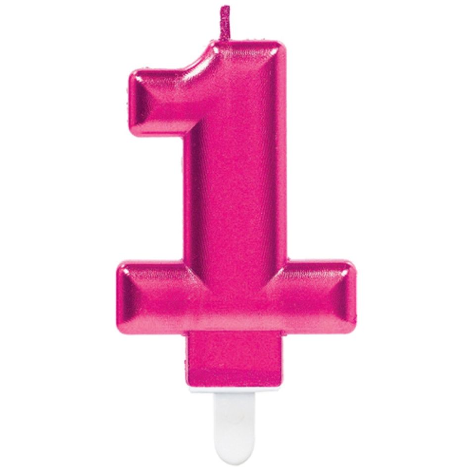 geburtstagskerze zahl 1 pink 8 cm